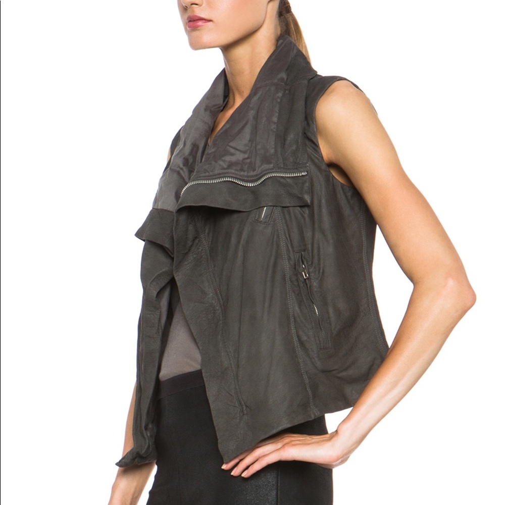 Rick Owens Charcoal Grey Leather Biker Vest